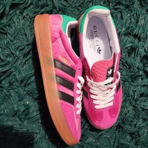 Adidas x Gucci Gazelle Sneakers Pink Green Black Collab Style Size 6.5